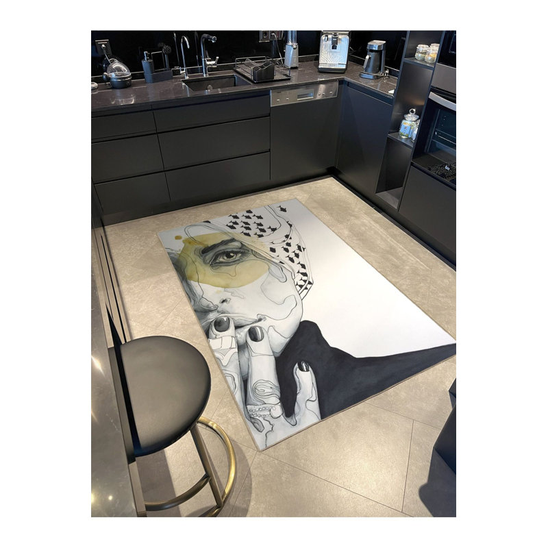Tapis lavable à motif tissé Surpris, Tapis de couloir 4 pi 11 po x 9 pi 10 po inclus