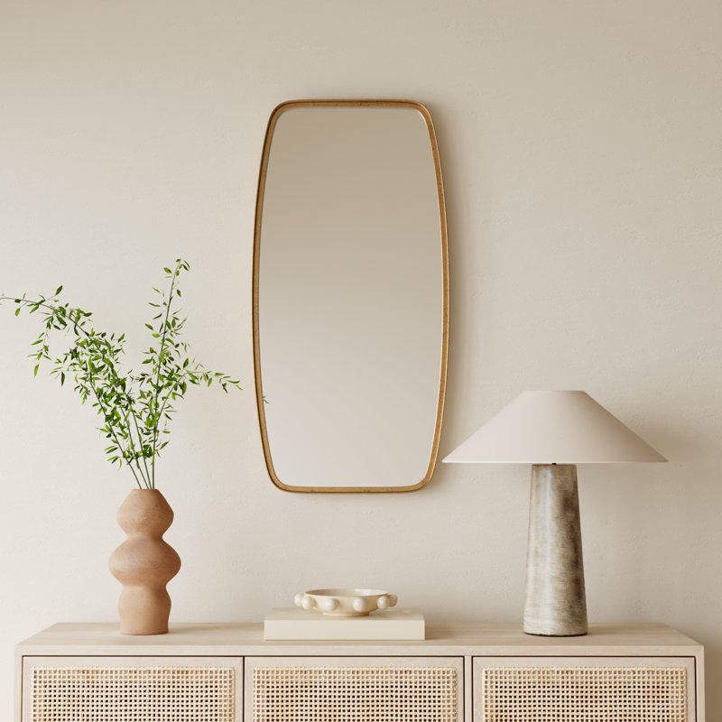Belle Iron Wall Mirror, 40" x 20", Gold Leaf