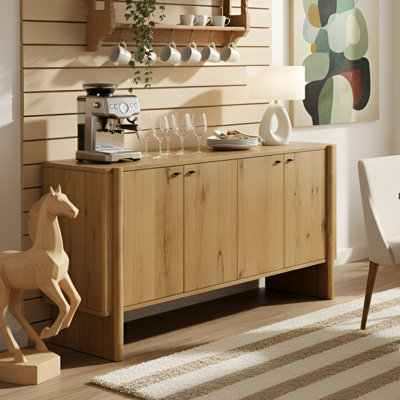Buffet armoire de rangement pour salle à manger, cuisine, buffet 4 portes en bois avec 4 compartiments