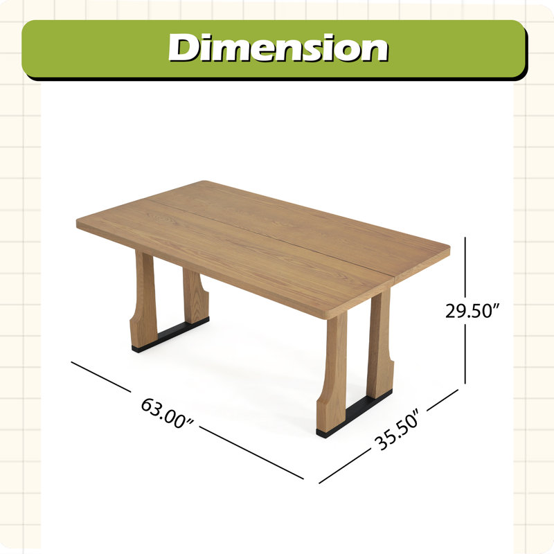 Table de salle à manger 63 ", Frêne clair