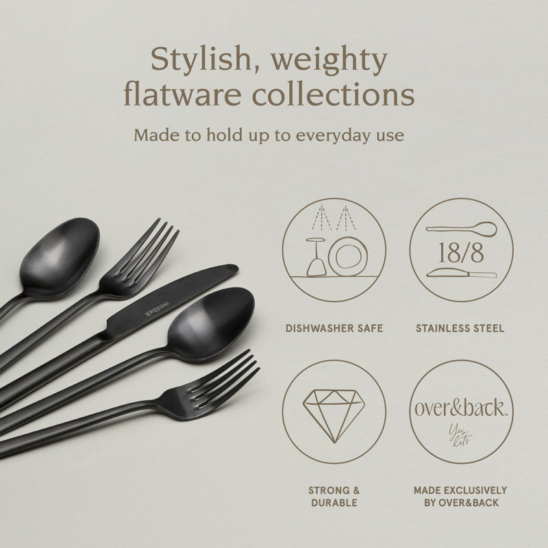 over&back Modern 18/8 Flatware Set - Service for 4