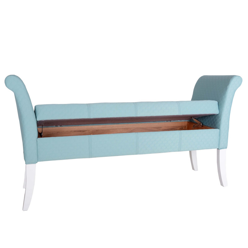 Banc de rangement rembourré Ardelia, Bleu