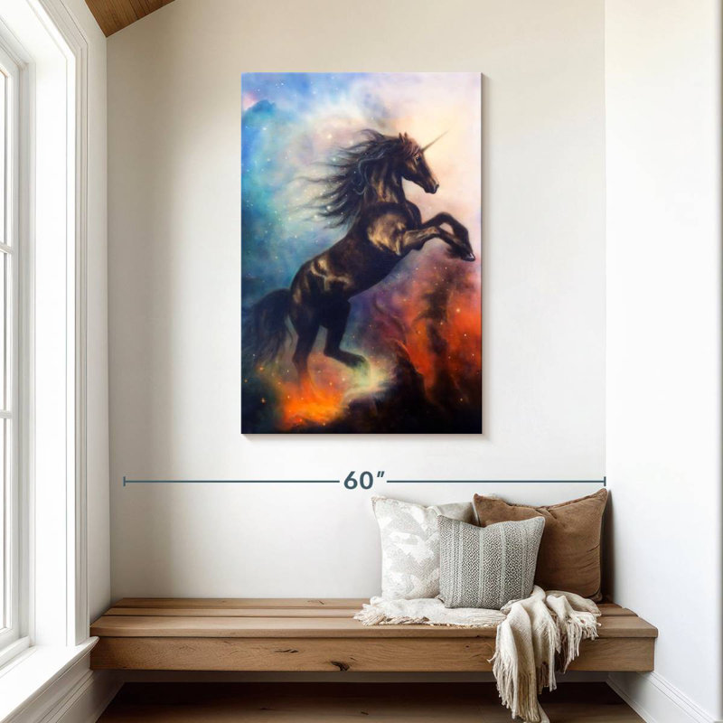 Kelan Cosmic Black Unicorn, 45" H x 30" W