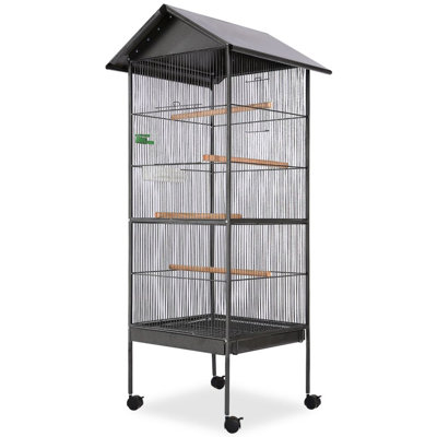 Braedon Bird Cage with Roof and Wheels/Casters