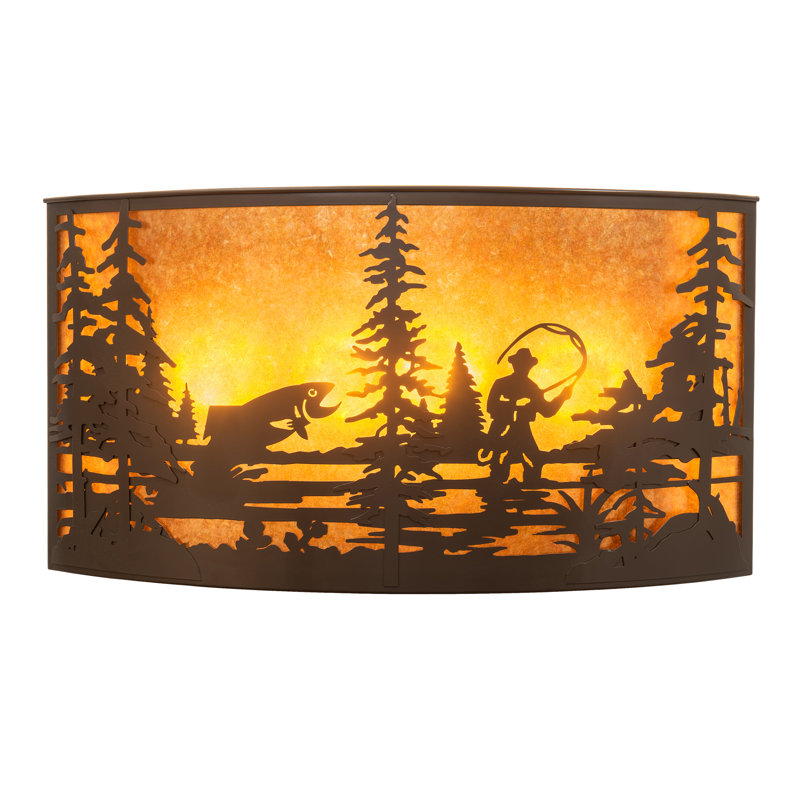 Rustic Lodge Steel Flush Mounted Sconce