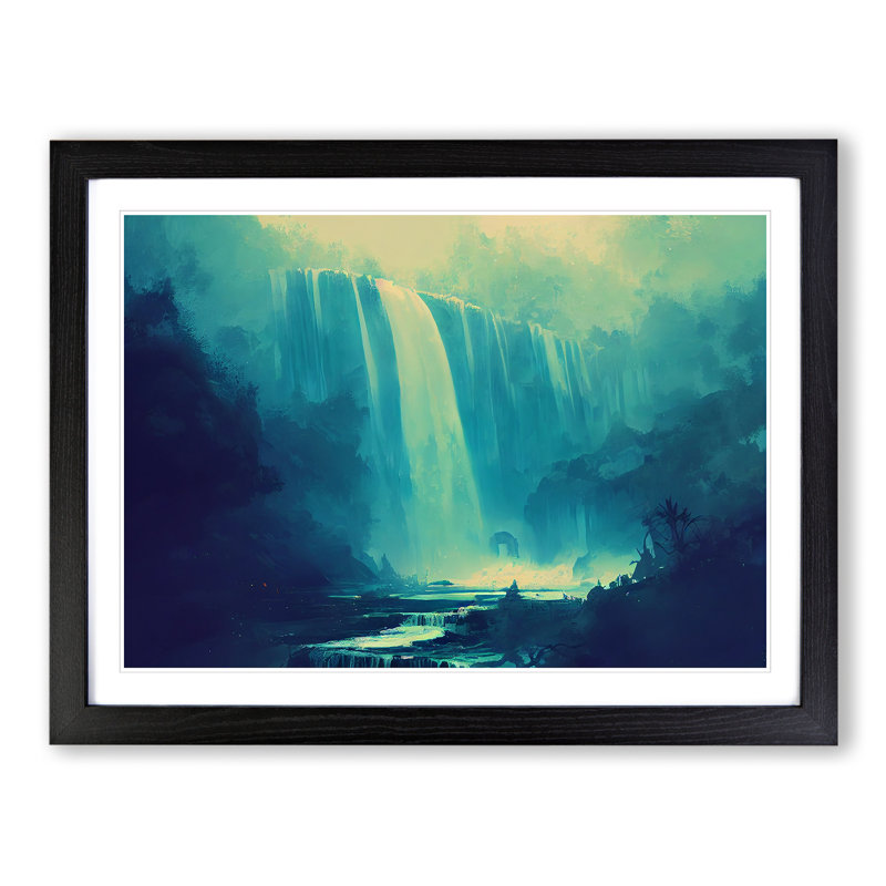 Contemporary Waterfall - Framed Print, Black, 46cm H x 64cm W x 2cm D