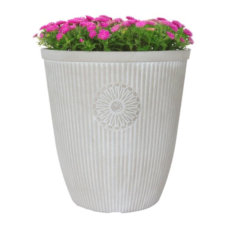 Tall Somerville Planter -  100% Recycled Plastic Plant Pot, 42cm H x 40.5cm W x 40.5cm D, White