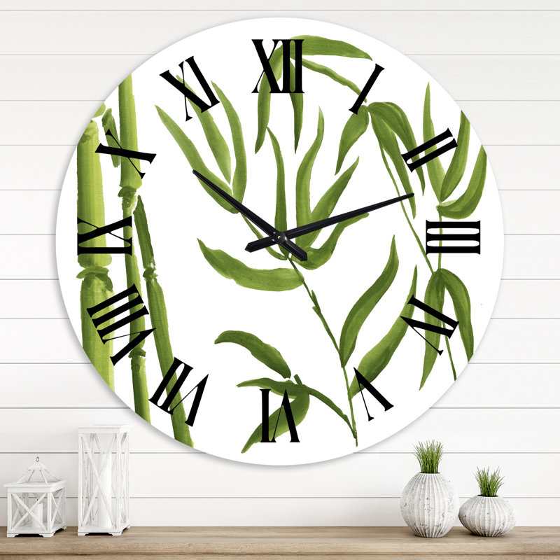 Bamboo Branches In The Forest IV - Tropical Wall Clock, 36" H x 36" W x 1" D