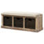 Banc de rangement rustique avec 3 paniers en rotin classiques amovibles, banc d'entrée avec coussin amovible (espresso)-1276723742