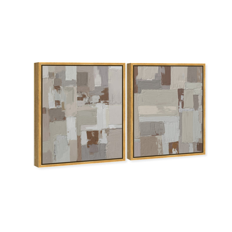 In Place Set Canvas Abstract Print by Oliver Gal, Black Frame, 16 x 20, 25"H x 31"W, Gold Floater Frame