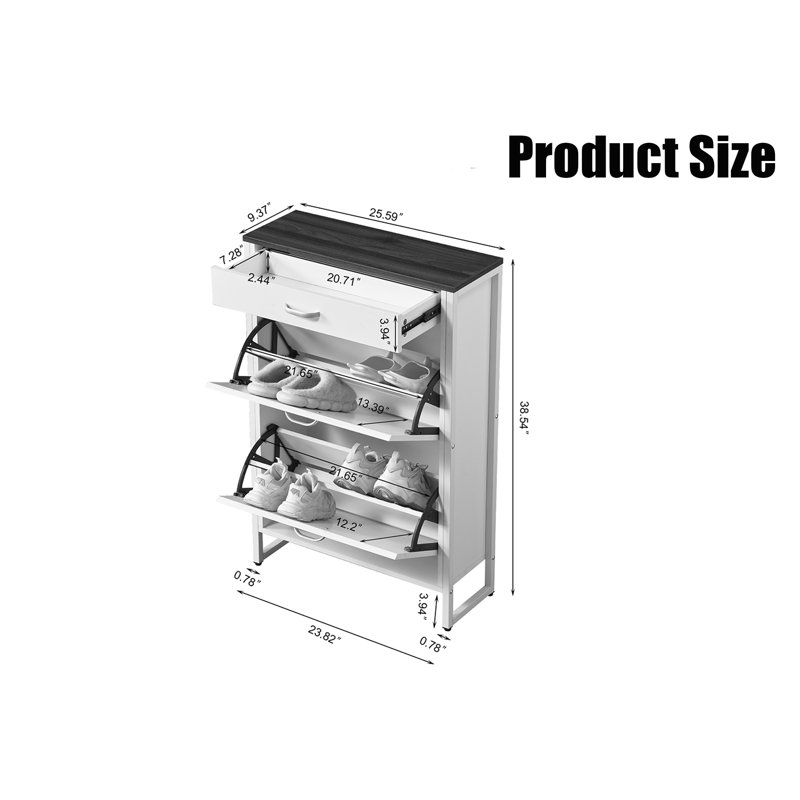 Slim Shoe Cabinet, White