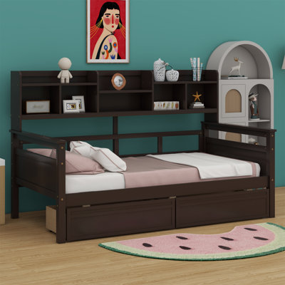 Daybed With Bedside Shelves And Two Drawers