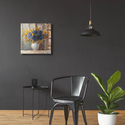 'Fall Dahlia Bouquet C Blue' by Danhui Nai Acrylic Glass Wall Art