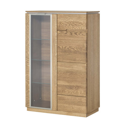 Montenegro Solid + Manufactured Oak Wood 2-Door Display Cabinet