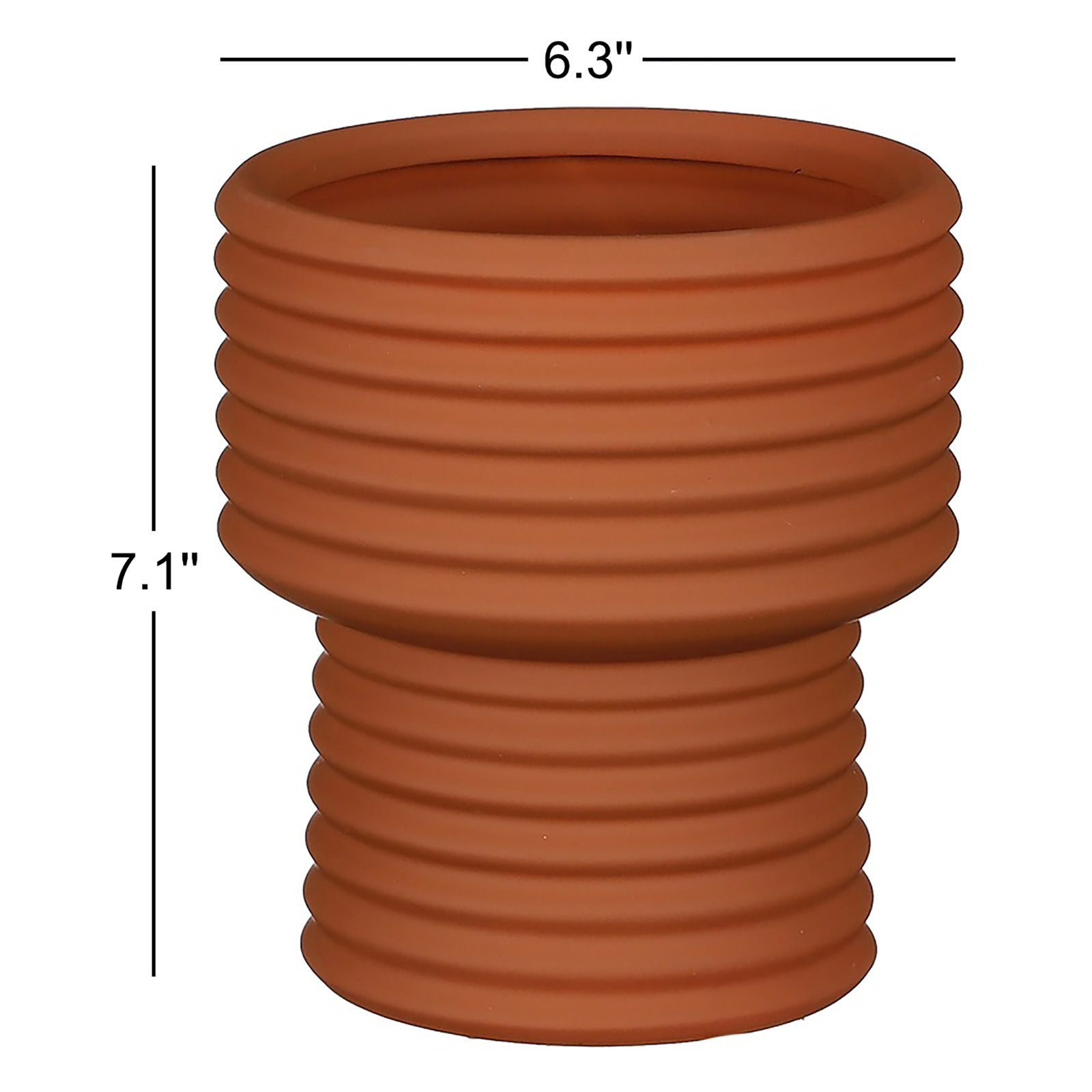 Ivana Ceramic Pot Planter, Brown, 7.1" H x 6.3" W x 6.3" D