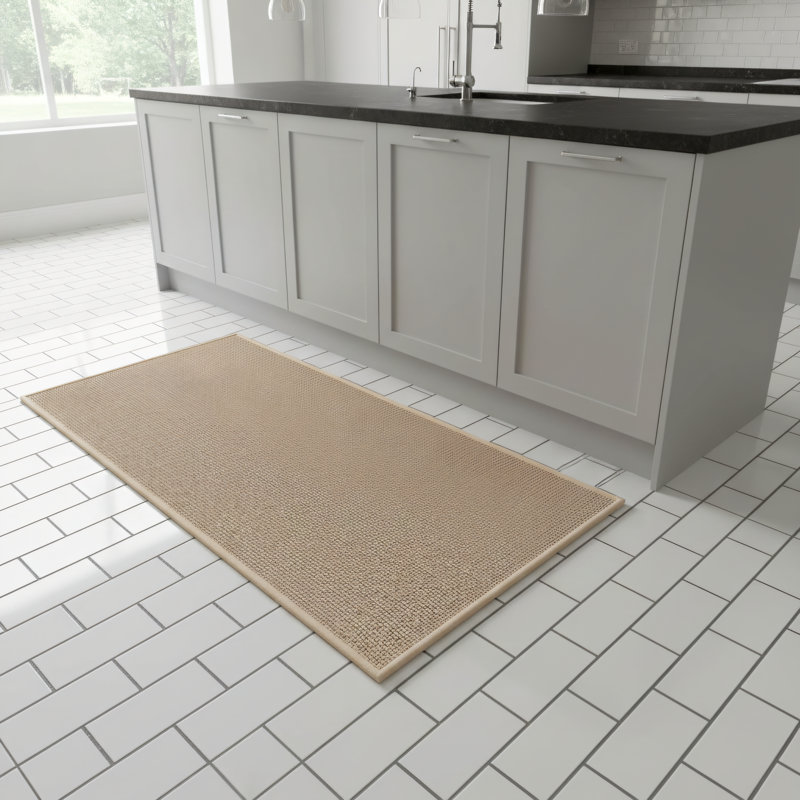 Tapis de cuisine brun, 20,1 po x 32,1 po, lavable, antidérapant, absorbant et durable, spécialement conçu pour les éviers de cuisine.