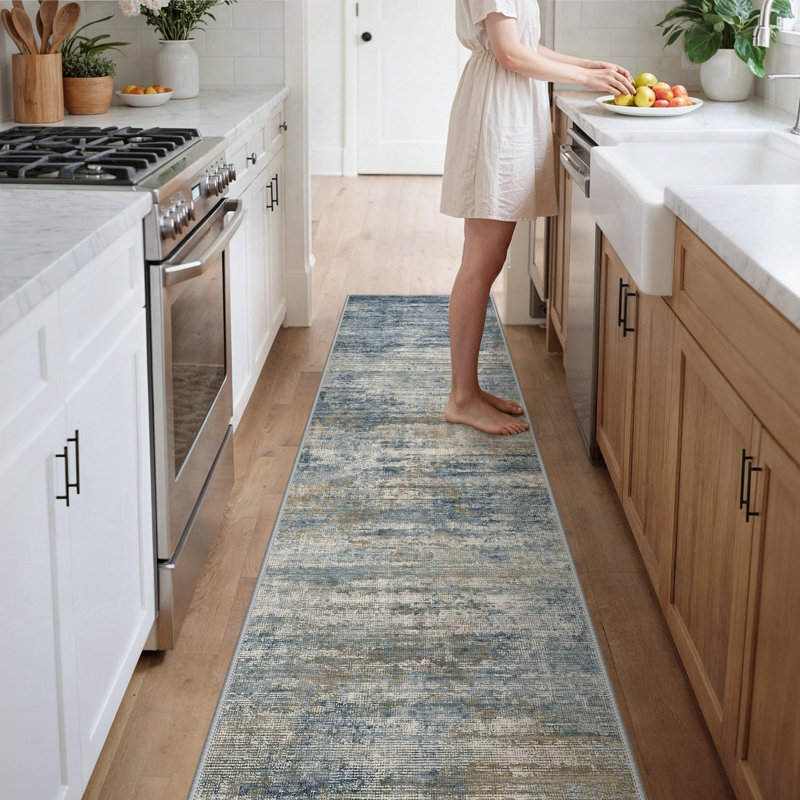 Abstract Washable Area Rug, Runner 80 x 300 cm