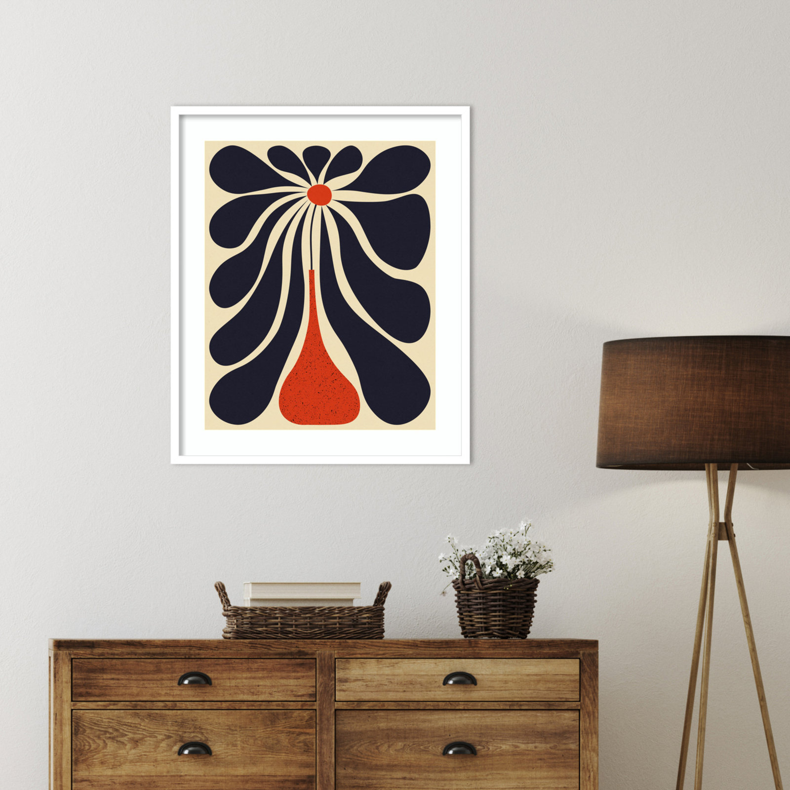Lazy Flower Print by Alisa Galitsyna, White Framed, 33" H x 28" W