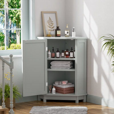 Bathroom Cabinet Triangle Corner Storage Cabinet with Adjustable Shelf