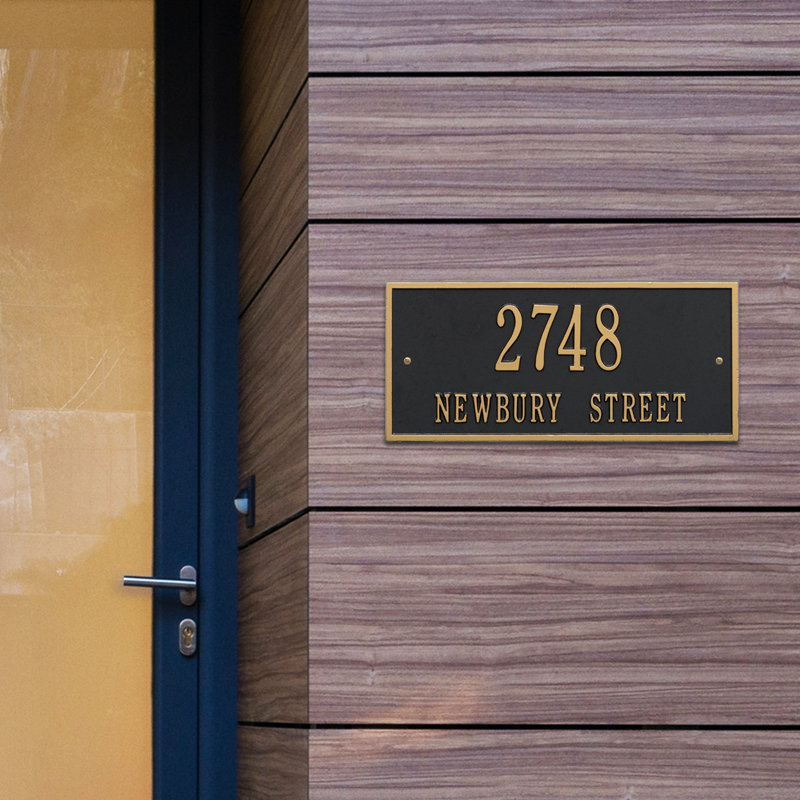 Plaque d'adresse murale sur 2 lignes Hartford, Noir et or, Oui