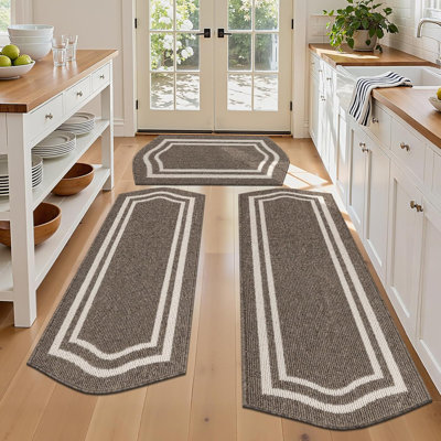 Farmhouse Kitchen Mats Non Slip Washable Boho Kitchen Rugs (Set of 3)