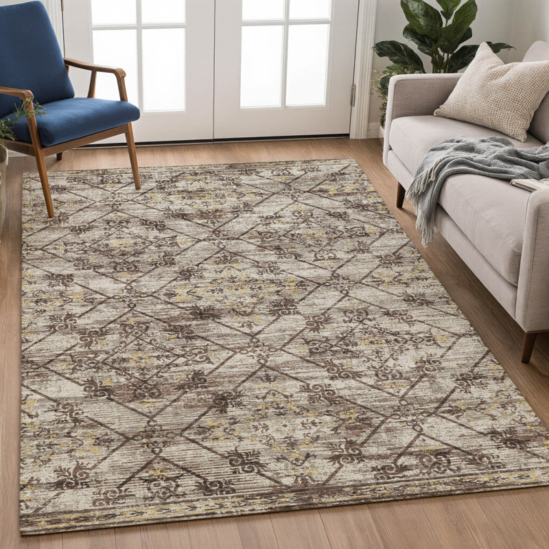 Tapis intérieur / extérieur lavable à la machine Chantille ACN2665, Taupe, 8 pi x 10 pi