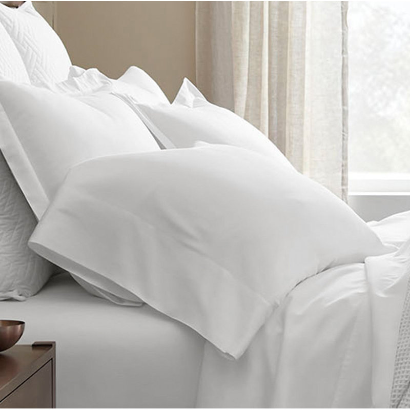 Percale Hemmed Pillowcase Set, Standard Pillowcase, White