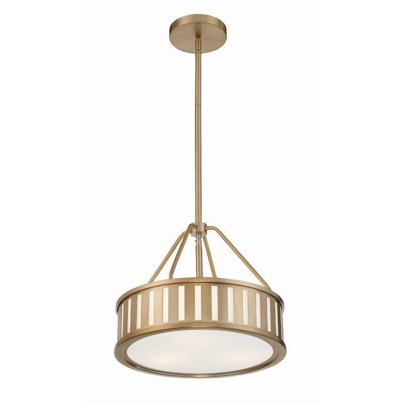 Luminaire suspendu cylindrique 3 lumières Dittman, Doré