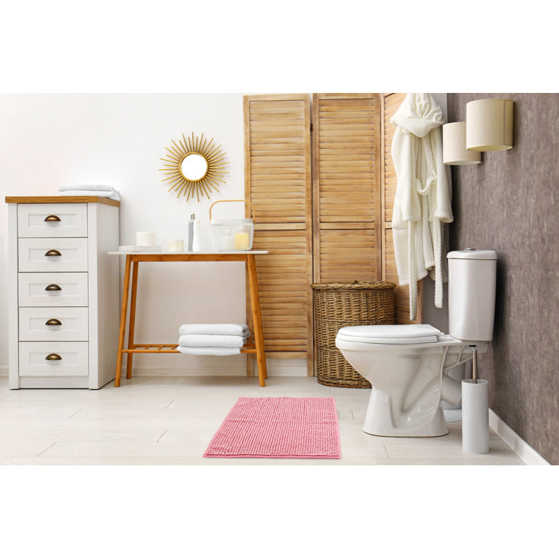 Heloise Non-Slip Bath Rug, 40cm W x 60cm L, Pink