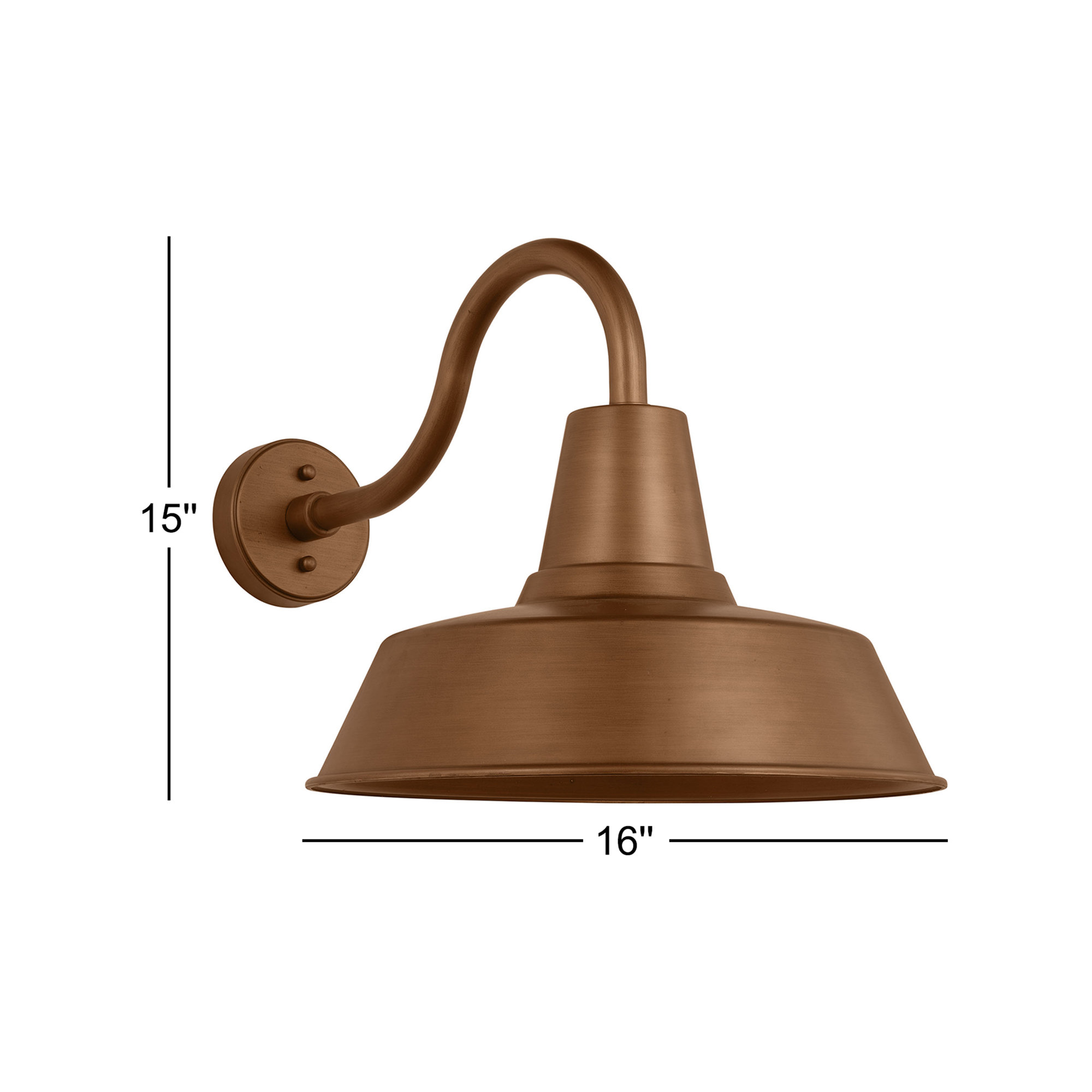 Single Light Dome Outdoor Wall Light, 15" H x 16" W x 24" D, No, Natural Copper