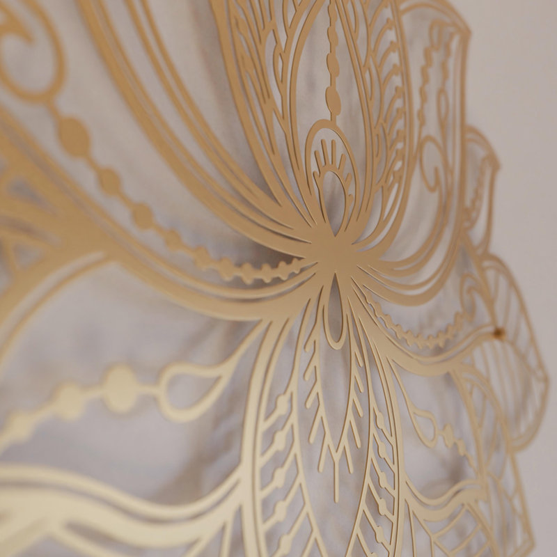 Mandala de lotus 3D en métal - fleur de lotus spirituelle, décoration murale multisize, H 11 po x l 17 po, Doré