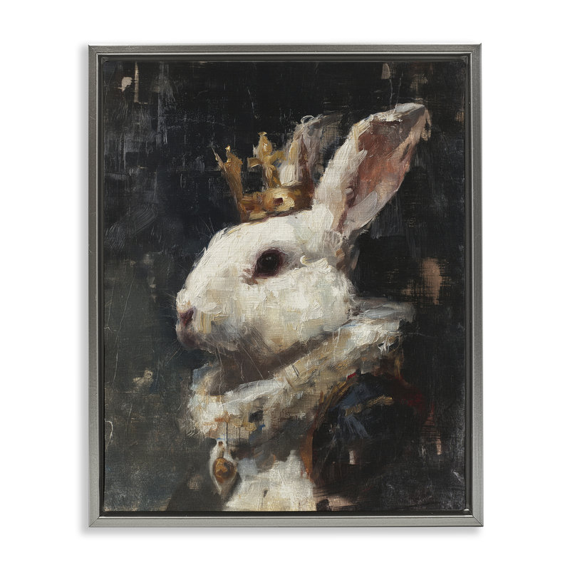 Cadre flottant Regal Monarch Rabbit, design par Svetlana Aleynikova, Cadre flottant gris lustré, H 21 po x l 17 po