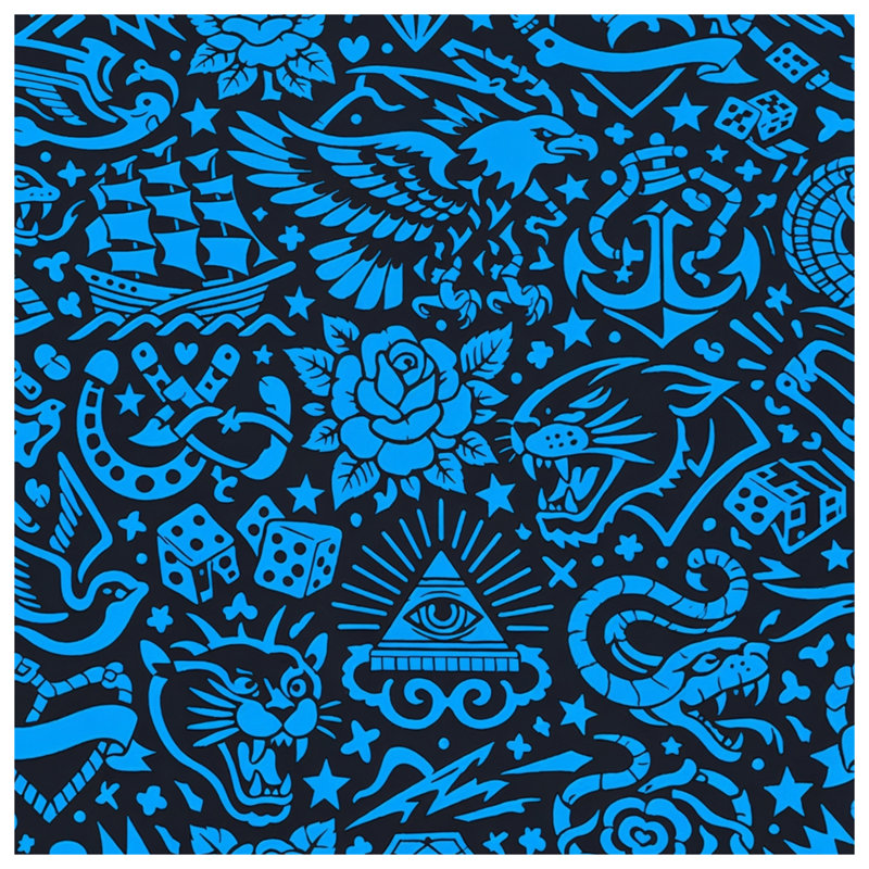 Blue Tattoo Symbols Comforter, Queen