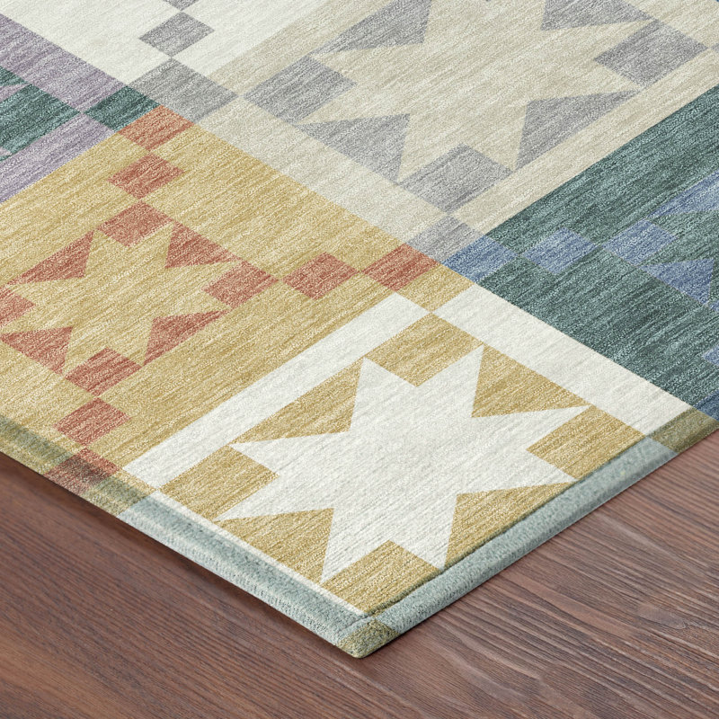 Machine Washable Indoor/Outdoor Chantille ACN2538 Patchwork Rug, Silver, Rectangle 5' x 7'6"