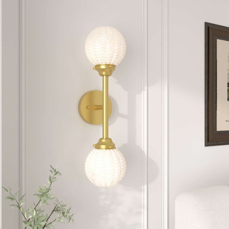 Mattias 2 - Light Dimmable Wall Sconce with Water Glass, White, Brushed Gold