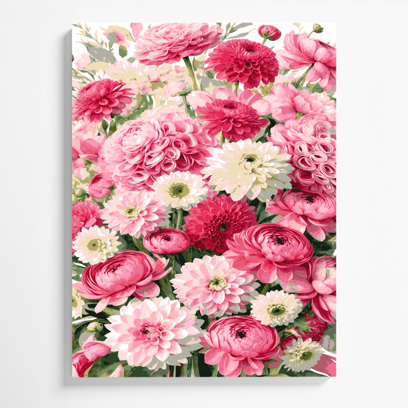 "Watercolor Botanical 19", art mural sur toile rose, 11" H x 14" W