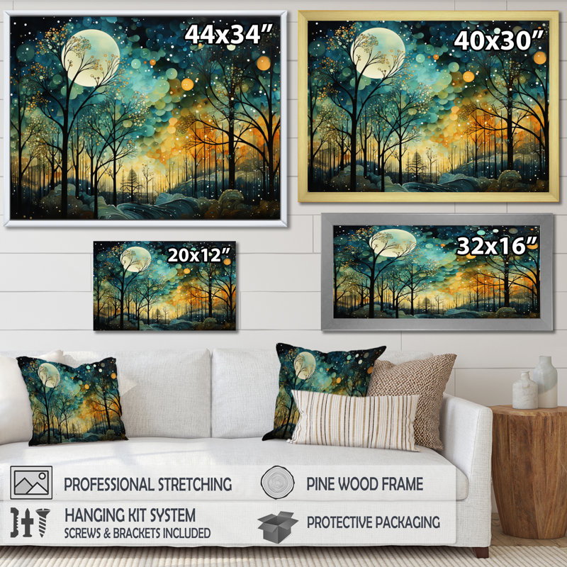 «Enchanted Forest - Abstract Collages», art mural, Toile tendue, H 16 po x l 32 po, Sans cadre