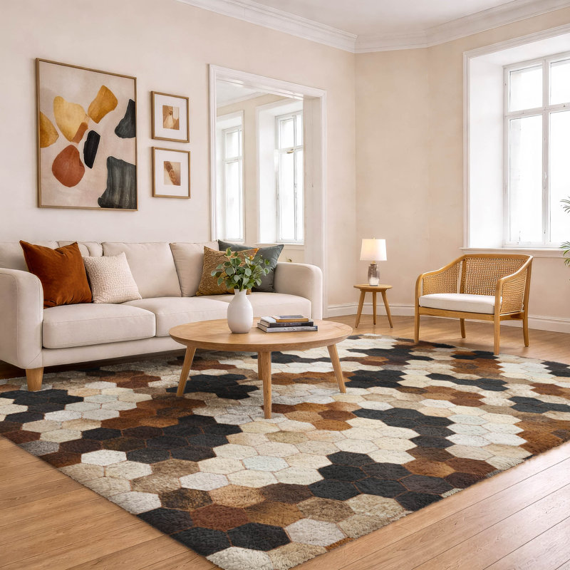 Tapis octogonal à poil long de qualité supérieure lavable à la machine ADS104, 8 pi x 10 pi