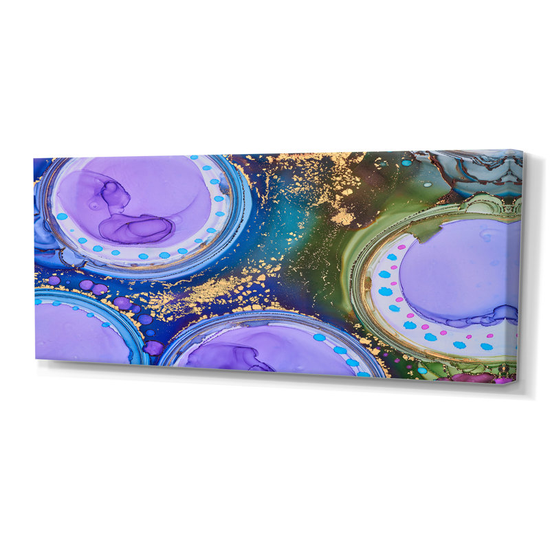 «Mauve et or», reproduction d'art sur toile, H 28 po x l 60 po, Toile tendue
