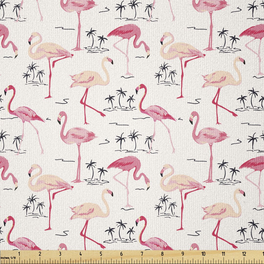 Stoff als Meterware, Wild Bird Liebes-Weinlese, Flamingo, Beige Rosa