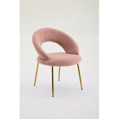 Teddy Fabric Chairs With Curved Backrest and Metal Legs