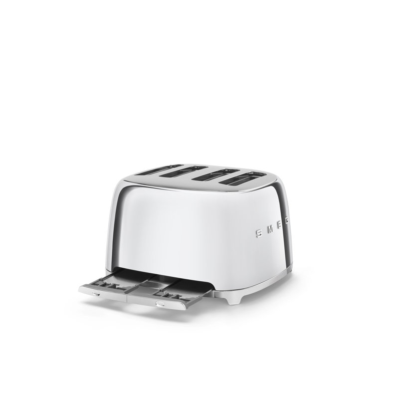 Smeg TSF03 50s Style Retro Four Slice Toaster, Chrome