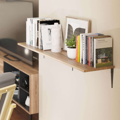 48'' Wall Bookshelves, Wood Floating Shelves, Deep Shelves Wall Mounted, Living Room Shelf