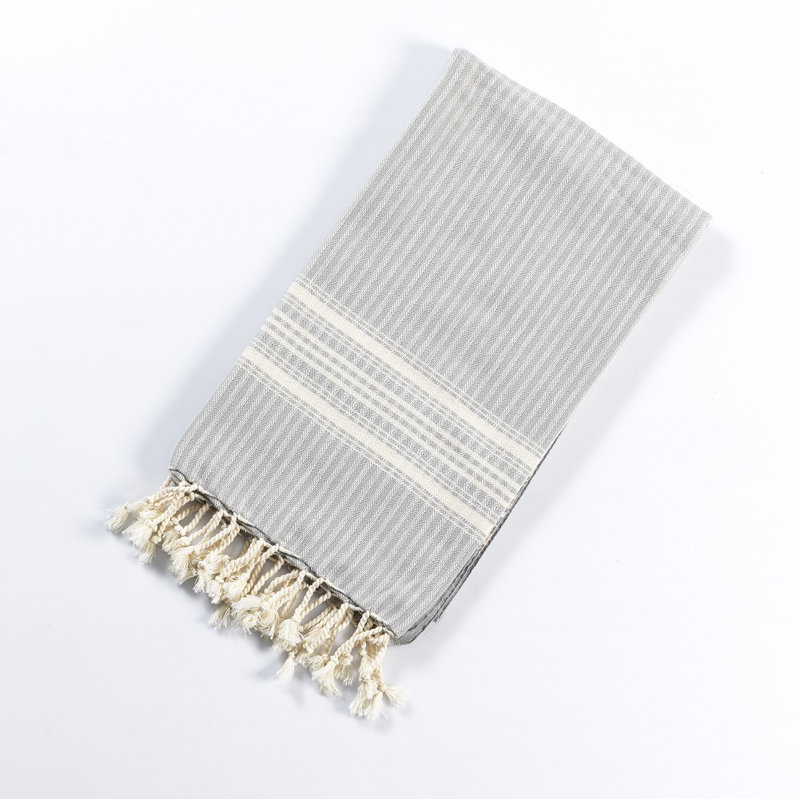 Greer Turkish Cotton Ultra Light Beach Towel, Ash Grey