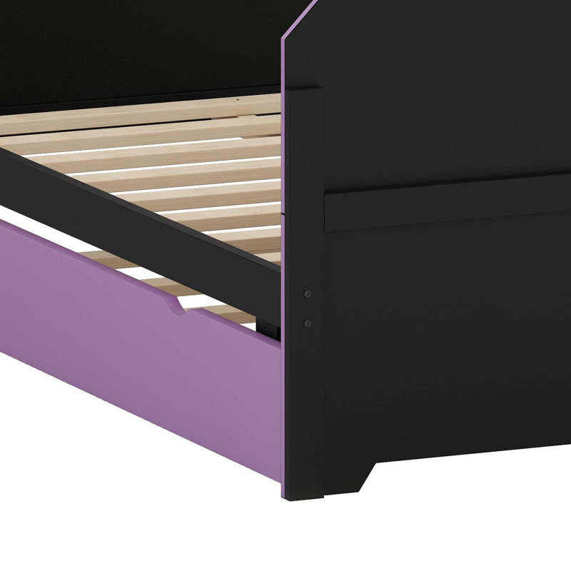 Structure de lit de jour avec couchette, bureau et ports de chargement USB