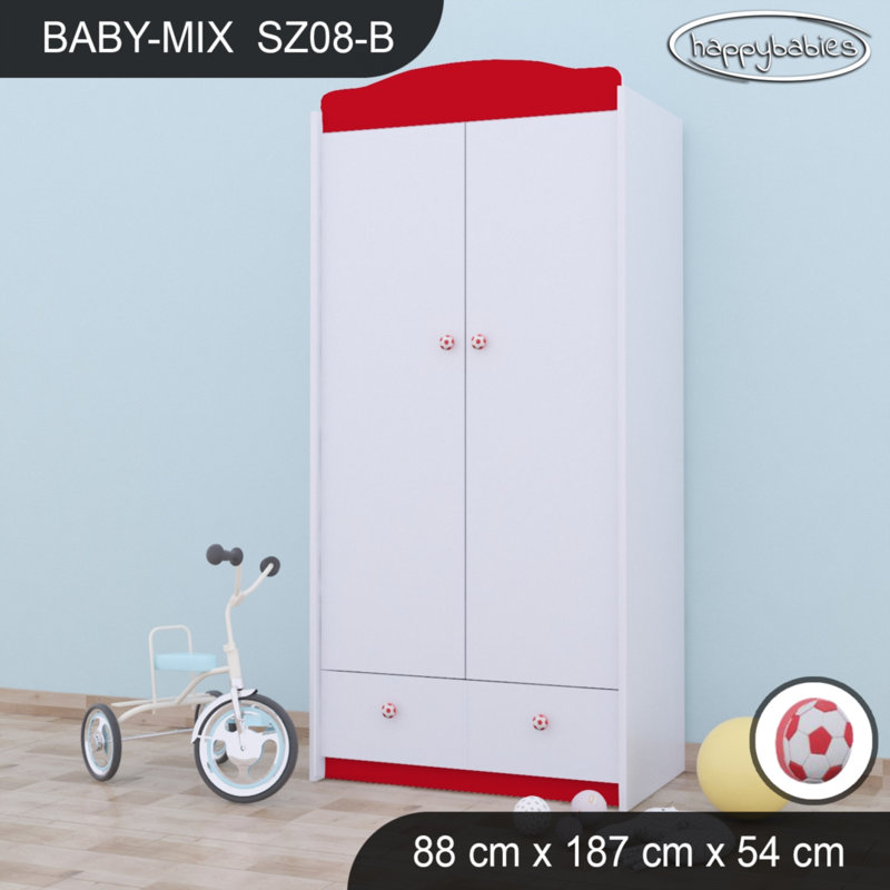 Baby 2 Door Wardrobe, Red