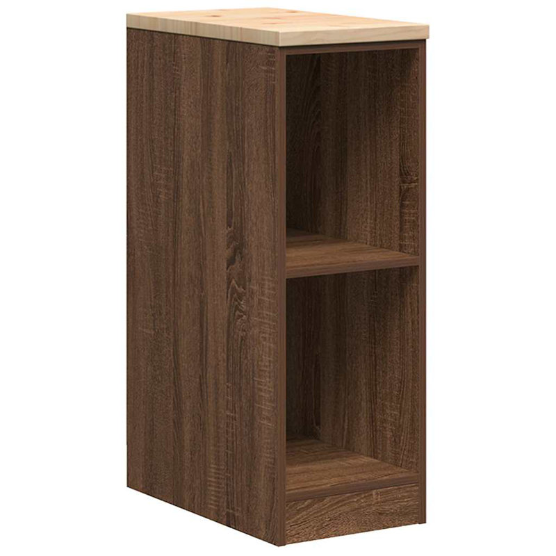 Solid Wood Single Storage Cabinet ( 85cm H x 30cm W x 51cm D), Brown Oak