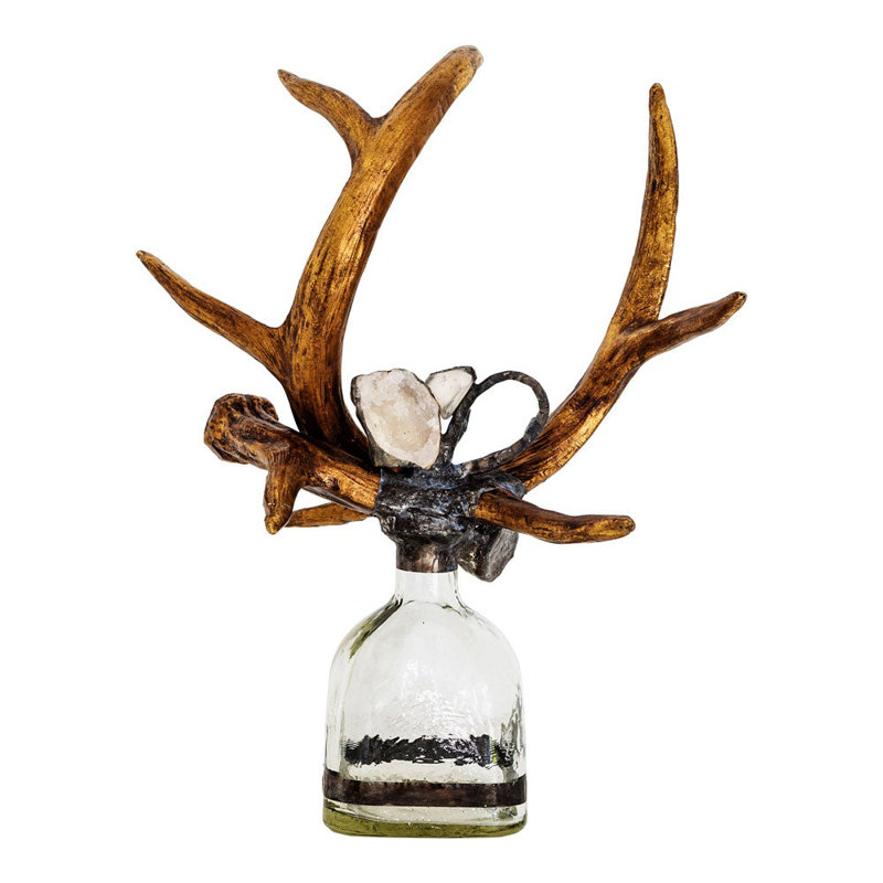 Criss Cross Handmade Glass Decorative Bottles, Antiqued Gold