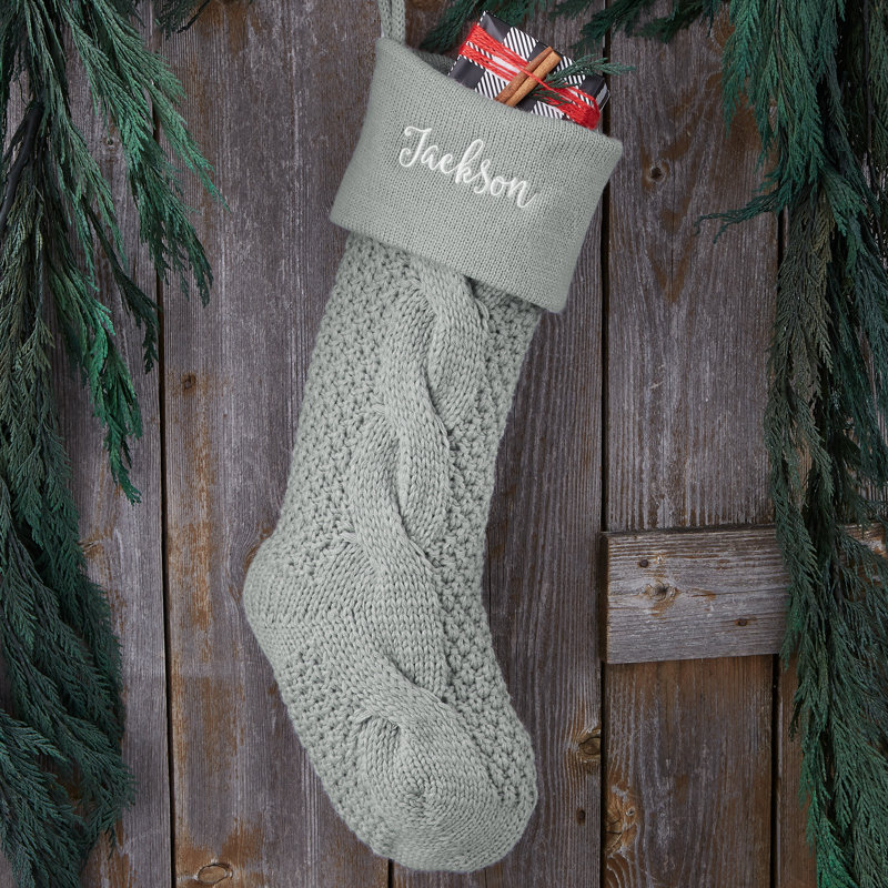 Cozy Cable Personalized Stocking, Gray