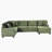 Sectional Sofa U-shaped Sectional 125.2" Upholstered L-shaped Sofa with a Movable Ottoman and Side Storage Pockets for Living Room, Green-1332298630